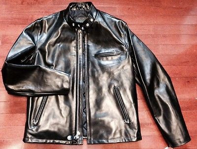 SCHOTT USA 641 HH HORSEHIDE PERFECTO CAFE RACER JACKET BLACK SIZE